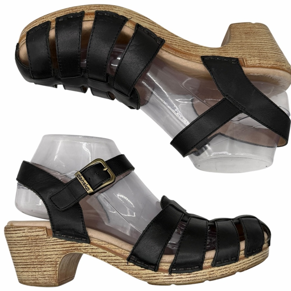Dansko Black Leather Women's Woven Sandals - Size 39/ US 8.5-9